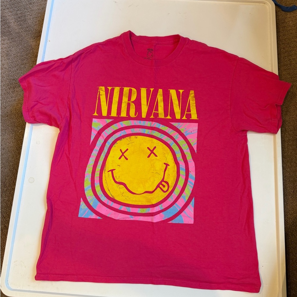NIRVANA Bright Pink Tee with Graphic Design
